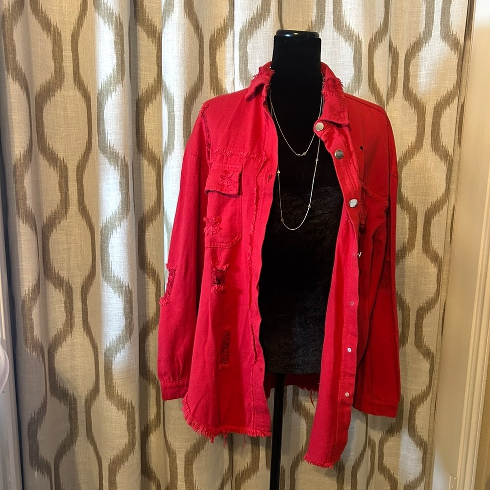 Red Distressed Women's Jacket